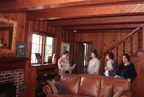 The living room of a 1936 Tudor Revival home by architect William Strickland.  Martinez, CA